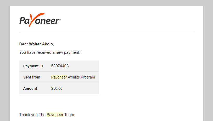 payoneer affiliate commission