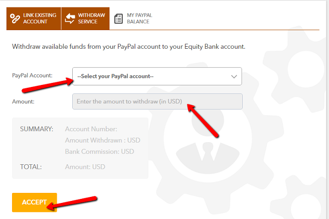 withdraw from PayPal to Equity