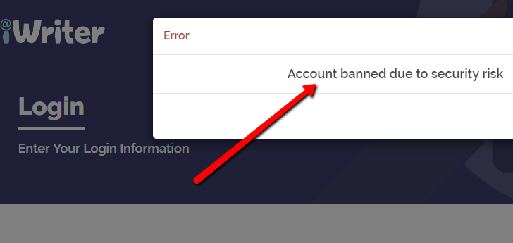 iWriter account banned