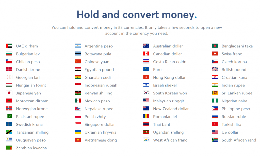 Hold and convert money in different currencies in Wise