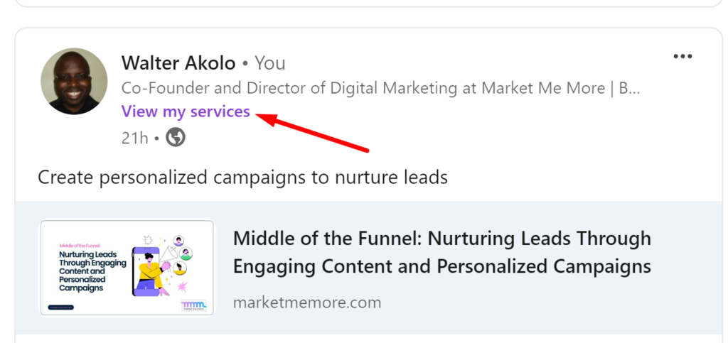 LinkedIn Service Page Custom Button